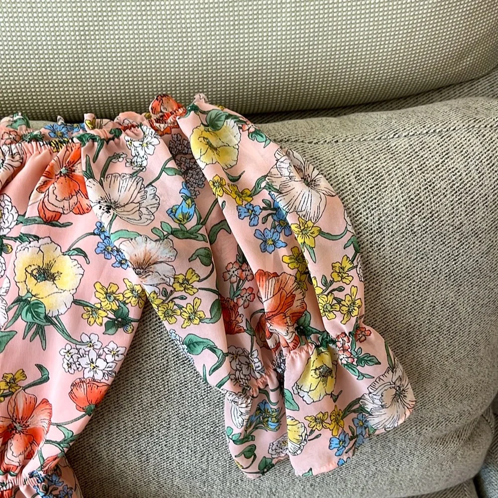 Forever 21 Pink Floral Off Shoulder Dress, SM - Picture 3 of 3